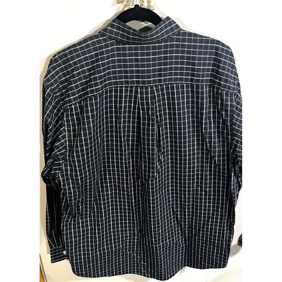 Arrow USA Mens Button-Down Navy LARGE 16-16.5 Collared Shirt Plaid Print - Picture 2 of 3